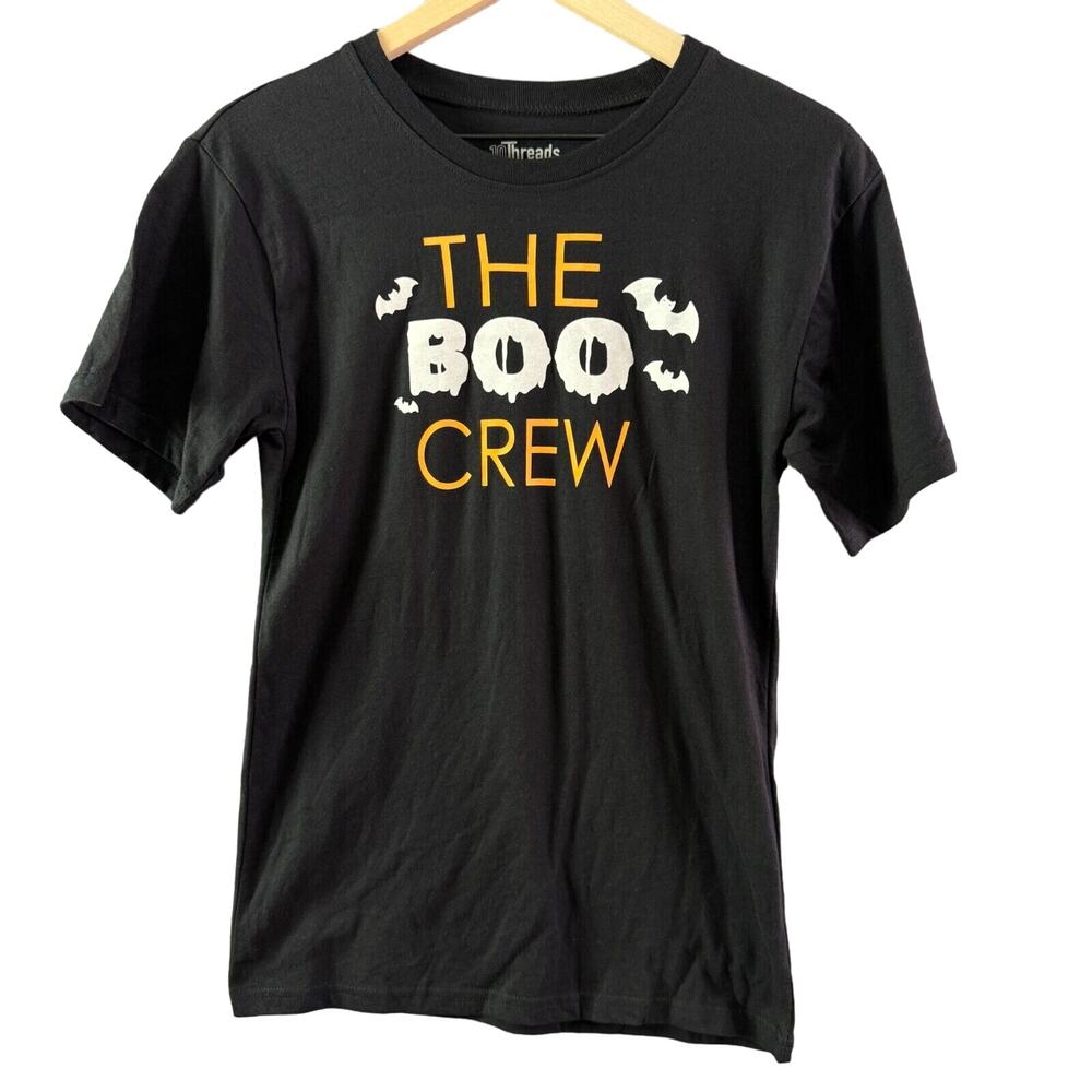Boo Crew Mens Black‎ Halloween Bats Graphic Short Sleeve Tee Shirt Size Small